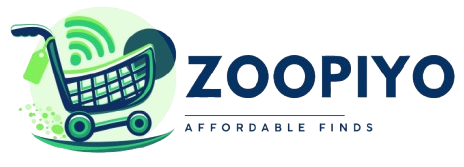 Zoopiy logo with a shopping cart and Wi-Fi symbol on a white background